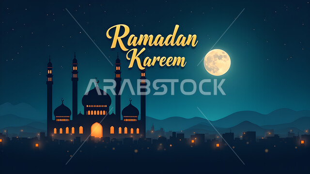 الفن الهندسي المعماري لبناء المساجد في المملكة العربية السعودية، أجواء روحانية رمضانية، نداء المسلمين لأداء العبادات والفرائض، التهنئة بقدوم شهر الخير، تصاميم وزخارف دينية، مخطوطة رمضان كريم باللغة الانجليزية، الاحتفال بالمناسبات الإسلامية السعيدة