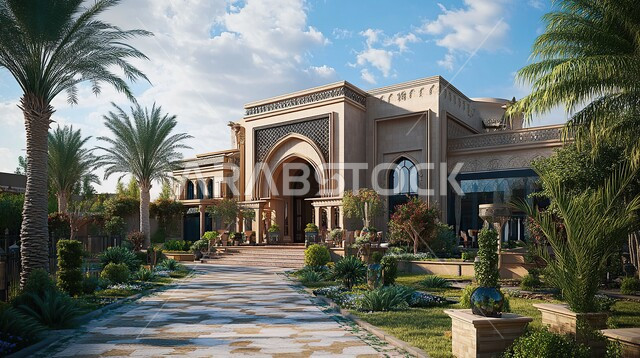 التصاميم العصرية على الطراز الحديث, الفن الهندسي المعماري والتصميم المتطور للفلل السكنية في المملكة العربية السعودية، الاهتمام بزراعة النباتات والأشجار في حديقة المنزل, الديكورات الخارجية المتميزة