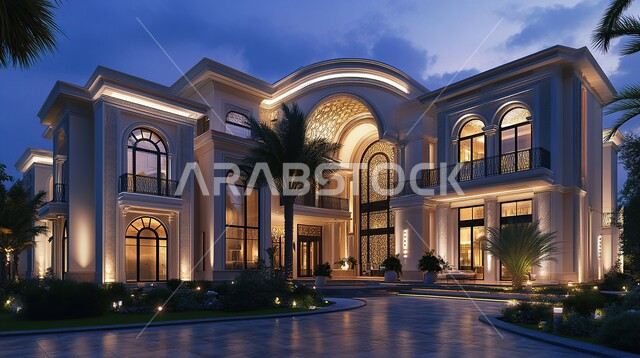 التصاميم العصرية على الطراز الحديث, الفن الهندسي المعماري والتصميم المتطور للفلل السكنية في المملكة العربية السعودية، الواجهات الزجاجية والنوافذ الكبيرة, الاهتمام بزراعة النباتات والأشجار في حديقة المنزل, الديكورات الخارجية المتميزة