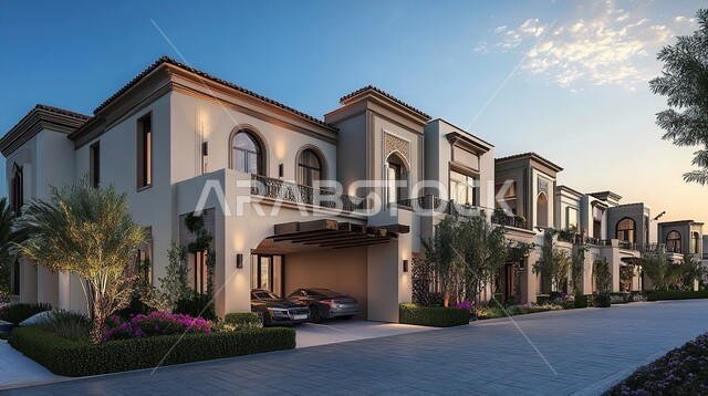 الفن الهندسي المعماري على الطراز الحديث, التصميم المتطور للفلل السكنية في المملكة العربية السعودية, النوافذ والواجهات الزجاجية الكبيرة, الاهتمام بزراعة الأشجار ونباتات الزينة في حدائق المنازل, التصاميم الخارجية المتميزة, الديكورات العصرية الحديثة