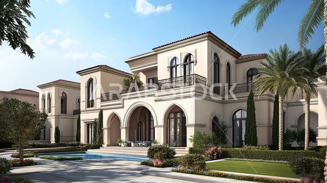 التصميم المتطور للفلل السكنية في المملكة العربية السعودية, النوافذ والواجهات الزجاجية الكبيرة, الاهتمام بزراعة الأشجار ونباتات الزينة في حدائق المنازل, التصاميم الخارجية المتميزة, الديكورات العصرية الحديثة, الفن الهندسي المعماري على الطراز الحديث