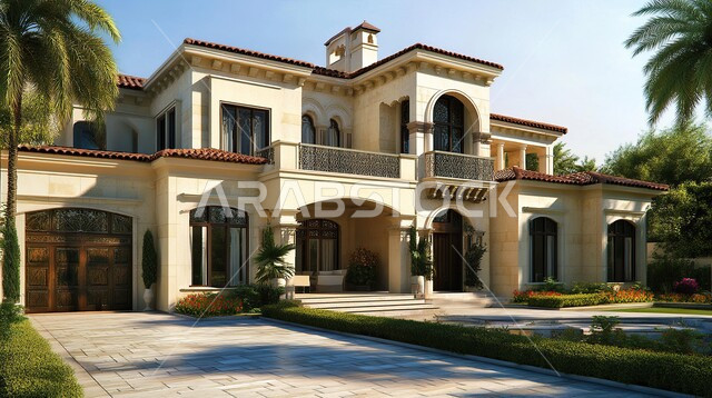 النمو والتقدم العمراني في المملكة العربية السعودية ,الأشجار والنباتات الخضراء المحيطة بالشقق والفلل السكنية السياحية، تصميمات وديكورات فخمة، الفن الهندسي المعماري على الطراز الحديث، تصاميم عصرية متميزة