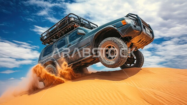 مغامرة شيقة على الرمال الذهبية الناعمة في صحاري المملكة العربية السعودية، مغامرات سفاري على الكثبان الرملية، قيادة سيارة الدفع الرباعي ( التطعيس ) وسط الصحراء، أنشطة صحراوية ممتعة