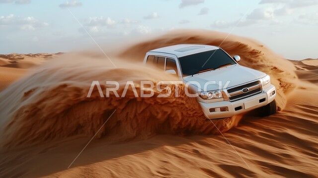 مغامرة شيقة على الرمال الذهبية الناعمة في صحاري المملكة العربية السعودية، مغامرات سفاري على الكثبان الرملية، قيادة سيارة الدفع الرباعي ( التطعيس ) وسط الصحراء، أنشطة صحراوية ممتعة