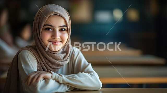 الاهتمام بالأناقة والمظهر الخارجي, مفهوم الأنوثة والنعومة, أزياء محجبات عصرية أنيقة, صورة مقربة لشابة عربية خليجية سعودية ترتدي الحجاب تقف بتعابير الثقة والاعتزاز بالنفس