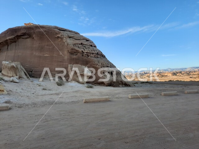 المعالم التاريخية القديمة في مدائن صالح، التشكيلات و التكوينات الصخرية في العلا وسط صحاري المملكة العربية السعودية، الأماكن السياحية في المناطق الصحراوية، نمو النباتات البرية والشوكية في الصحراء