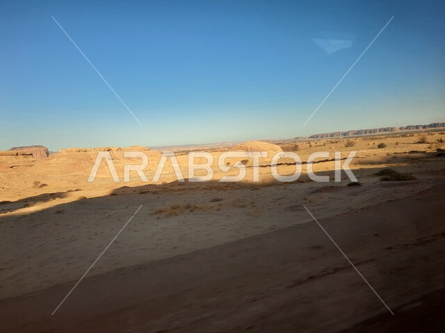 المعالم التاريخية القديمة في مدائن صالح، التشكيلات و التكوينات الصخرية في العلا وسط صحاري المملكة العربية السعودية، الأماكن السياحية في المناطق الصحراوية، نمو النباتات البرية والشوكية في الصحراء