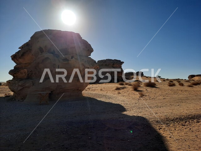 التشكيلات و التكوينات الصخرية في العلا وسط صحاري المملكة العربية السعودية، المعالم التاريخية القديمة في مدائن صالح، الأماكن السياحية في المناطق الصحراوية، نمو النباتات الشوكية والبرية، الكهوف التراثية في موقع الحجر الأثري في الصحراء