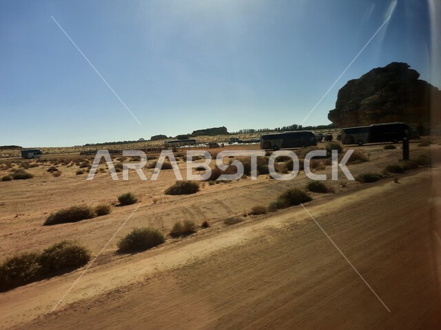 التكوينات والتشكيلات الصخرية في العلا وسط صحاري المملكة العربية السعودية، الأماكن السياحية في المناطق الصحراوية، المعالم التاريخية القديمة في مدائن صالح، نمو النباتات البرية والشوكية في الصحراء