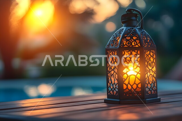 أضواء و مصابيح عربية تقليدية, فانوس مزخرف معدني مضيء, ديكورات وزينة و أنوار الشهر الفضيل، الاحتفال بالمناسبات و الأعياد الدينية الإسلامية, الأجواء الروحانية في الأيام الفضيلة, الاستعداد لاستقبال رمضان المبارك