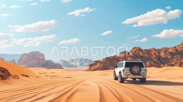 الاستمتاع بممارسة الهوايات والأنشطة الترفيهية في مناطق صحراء المملكة العربية السعودية، مغامرة شيقة في البيئة الصحراوية, قيادة سيارة الدفع الرباعي ( التطعيس ) وسط الصحراء، نشاط صحراوي ممتع، مغامرات سفاري على الكثبان الرملية