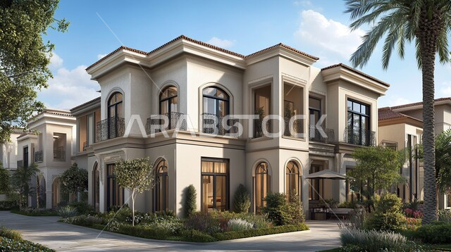 النمو والتقدم العمراني في المملكة العربية السعودية ,الأشجار والنباتات الخضراء المحيطة بالشقق والفلل السكنية السياحية، التصميمات والديكورات الفخمة، الفن الهندسي المعماري على الطراز الحديث، التصاميم العصرية المتميزة