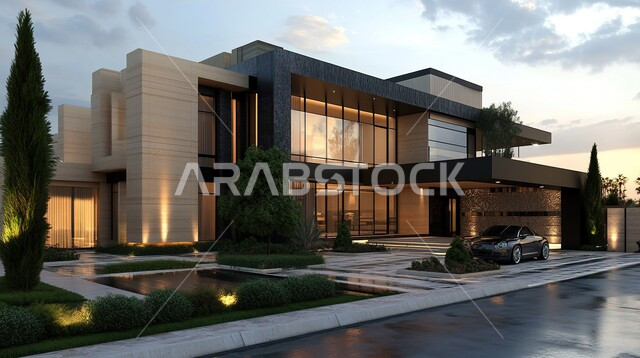 الفن الهندسي المعماري على الطراز الحديث، التصميمات والديكورات الفخمة، النمو والتقدم العمراني في المملكة العربية السعودية ,الأشجار والنباتات الخضراء المحيطة بالشقق والفلل السكنية السياحية، التصاميم العصرية المتميزة