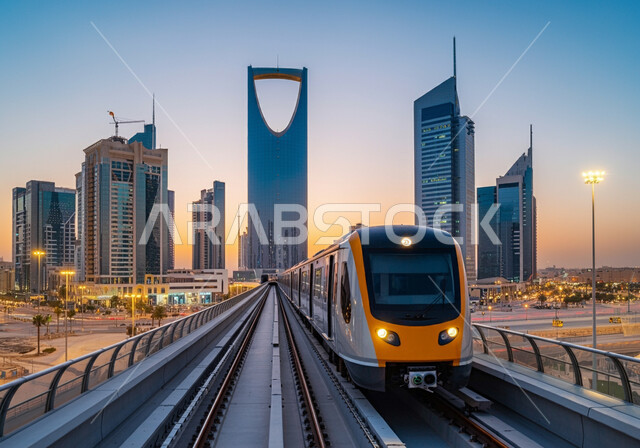 الفن الهندسي المعماري لبرج المملكة, الأبراج وناطحات السحاب على الطراز الحديث, وسائل النقل والمواصلات البرية في المملكة, مترو الرياض يسير على السكة الحديدية, تسهيل الحركة المرورية في السعودية, مفهوم التنقل السريع والآمن