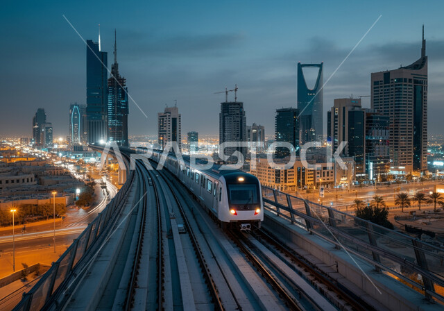 الأبراج وناطحات السحاب على الطراز الحديث, وسائل النقل والمواصلات البرية في المملكة, مترو الرياض يسير على السكة الحديدية, تسهيل الحركة المرورية في السعودية, مفهوم التنقل السريع والآمن, الفن الهندسي المعماري لبرج المملكة