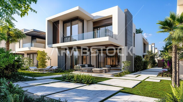 النمو والتقدم العمراني في المملكة العربية السعودية, التصميمات والديكورات الفخمة، التصاميم العصرية المتميزة، الفن الهندسي المعماري على الطراز الحديث، الأشجار والنباتات الخضراء المحيطة بالشقق والفلل السكنية السياحية