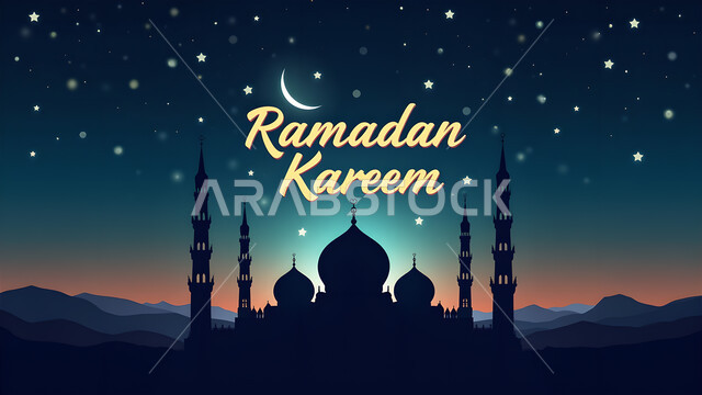 الفن الهندسي المعماري لبناء المساجد في المملكة العربية السعودية، أجواء روحانية رمضانية، نداء المسلمين لأداء العبادات والفرائض، التهنئة بقدوم شهر الخير، تصاميم وزخارف دينية، مخطوطة رمضان كريم باللغة الانجليزية، الاحتفال بالمناسبات الإسلامية السعيدة