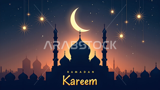 الفن الهندسي المعماري لبناء المساجد في المملكة العربية السعودية، أجواء روحانية رمضانية، نداء المسلمين لأداء العبادات والفرائض، التهنئة بقدوم شهر الخير، تصاميم وزخارف دينية، مخطوطة رمضان كريم باللغة الانجليزية، الاحتفال بالمناسبات الإسلامية السعيدة