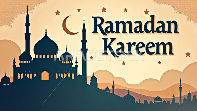 الفن الهندسي المعماري لبناء المساجد في المملكة العربية السعودية، أجواء روحانية رمضانية، نداء المسلمين لأداء العبادات والفرائض، التهنئة بقدوم شهر الخير، تصاميم وزخارف دينية، مخطوطة رمضان كريم باللغة الانجليزية، الاحتفال بالمناسبات الإسلامية السعيدة