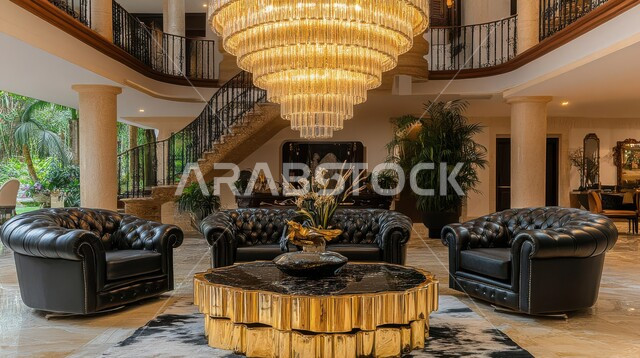 الاهتمام بنباتات الزينة, الديكورات الداخلية الراقية الحديثة, التصاميم المميزة لغرف الجلوس على الطراز الحديث, غرفة معيشة مع أثاث منزلي فاخر, الفلل والشقق السكنية في المملكة العربية السعودية, التصميم العصري الراقي الأنيق