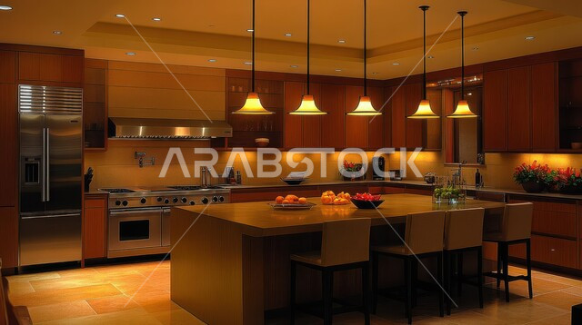 Modern contemporary designs, luxury kitchen decorations in Saudi Arabia, elegant home decor and furniture, modern style residential apartments and villas, modern interior design for a contemporary kitchen