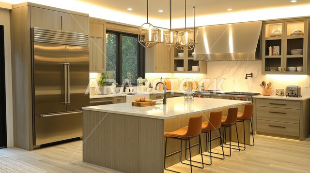 الديكورات الفاخرة للمطابخ في المملكة العربية السعودية, تصاميم عصرية حديثة, ديكور وأثاث منزلي أنيق, شقق وفلل سكنية على الطراز الحديث, تصميم داخلي حديث لمطبخ معاصر