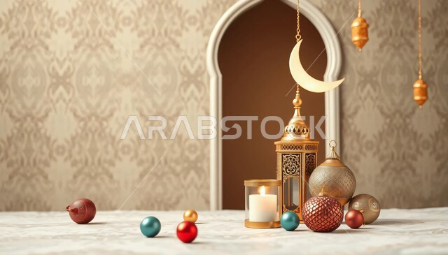 البهجة والفرح بقدوم شهر الخير، المصابيح المضيئة المتميزة, ديكورات متميزة على الطراز الاسلامي، زينة رمضان المبارك, الفوانيس المعدنية التقليدية المزخرفة في الأجواء الروحانية، الاحتفال بالمناسبات والأعياد الدينية