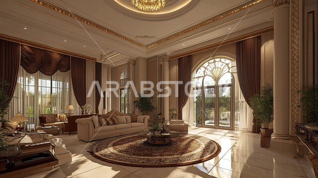 التصميم العصري الراقي الأنيق، التصاميم المميزة لغرف الجلوس على الطراز الحديث, غرفة معيشة مع أثاث منزلي فاخر, الواجهات الزجاجية الكبيرة، الديكورات الداخلية الراقية الحديثة, الفلل والشقق السكنية في المملكة العربية السعودية