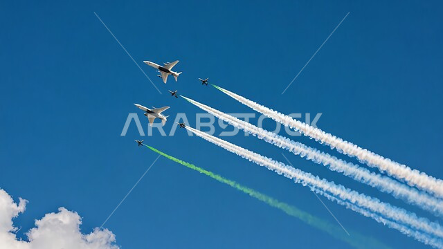 يوم العلم 11 مارس، التعبير عن الحب والولاء للبلاد, عروض جوية متميزة في فعاليات معرض الطيران للعيد الوطني في 23 سبتمبر, المناسبات والاحتفالات الوطنية, الطائرات الاحتفالية تحلق في سماء المملكة العربية السعودية