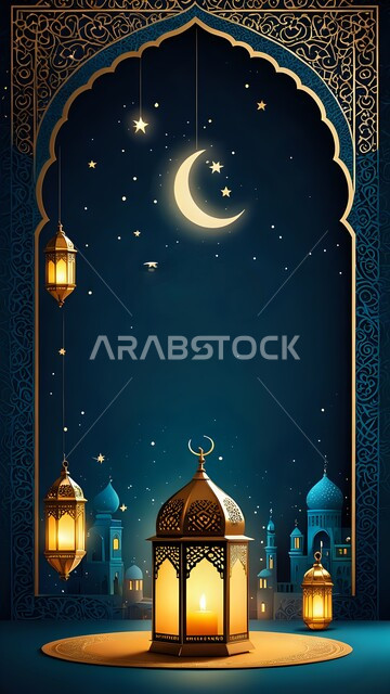 ديكورات وزينة وأنوار الشهر الفضيل، أضواء ومصابيح عربية تقليدية، الأجواء الروحانية في الأيام الفضيلة, الاستعداد لاستقبال رمضان المبارك، الاحتفال بالمناسبات والأعياد الدينية الإسلامية, فانوس مزخرف معدني مضيء محاط بمجموعة من الشموع