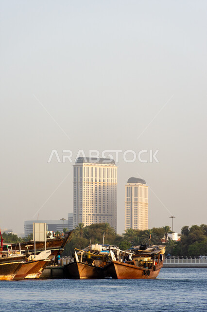 Architectural engineering art of building towers and skyscrapers, Hyatt Regency Creek Heights Hotel building in Dubai, hotels and tourist resorts, famous coastal places and landmarks, tourism in the United Arab Emirates
