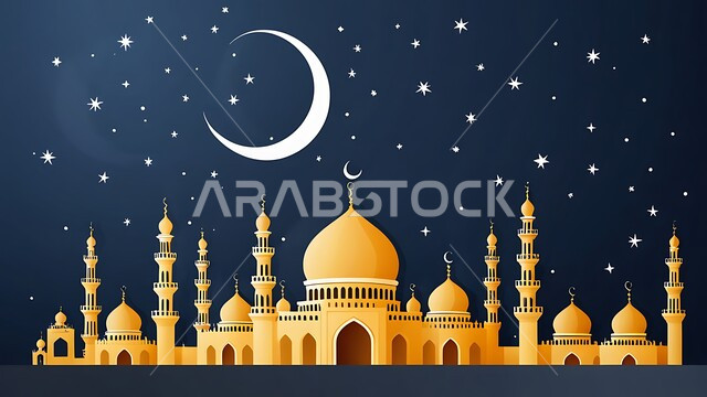 الفن الهندسي المعماري لبناء المساجد في المملكة العربية السعودية، المآذن و القبب على الطراز الإسلامي العصري الحديث، التقرب إلى الله تعالى بالعباده، معالم و أماكن اسلامية مقدسة، منظر الهلال في السماء