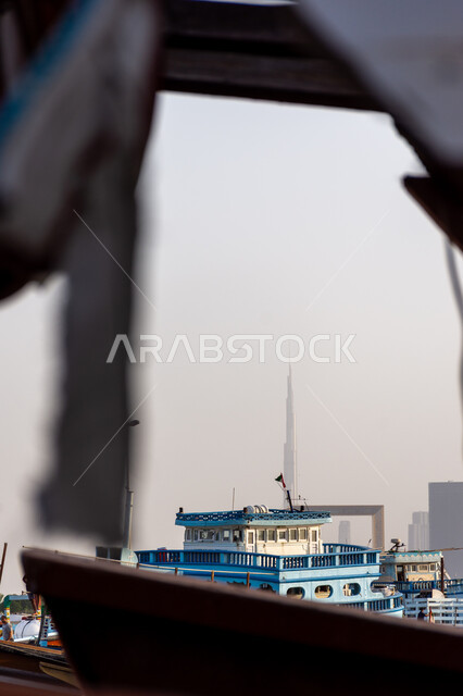 Architectural engineering art of building towers and skyscrapers in the modern style, urban progress and growth, famous landmarks and tourist places in the United Arab Emirates, attracting and attracting tourists from all over the world, Burj Khalifa and Dubai Frame