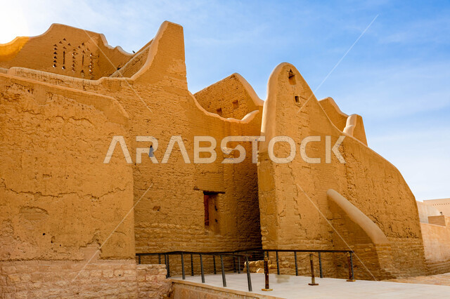Ancient historical monuments, the founding of the first Saudi state in 1727 AD, heritage tourism sites, mud houses in the At-Turaif neighborhood in old Diriyah, the ancient architectural art of the walls of Salwa Palace in Al-Bujairi in the city of Riyadh