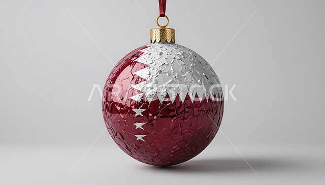 زينة عيد الميلاد بألوان علم دولة قطر، الفخر والاعتزاز بالرموز والثقافة القطرية، إحياء ذكرى العيد الوطني القطري 1878، مفهوم حب الوطن والإنتماء إليه، الاحتفال بالأعياد والمناسبات الوطنية في 18 ديسمبر، خلفية بيضاء