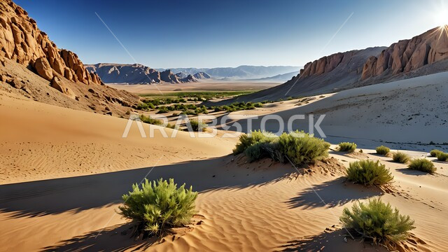 التشكلات والتكوينات وسلسلة الجبال الصخرية، الرمال الذهبية الناعمة، المناطق الصحراوية والكثبان الرملية في البراري، التضاريس والقمم الجبلية في صحراء المملكة العربية السعودية، نمو النباتات البرية والشوكية