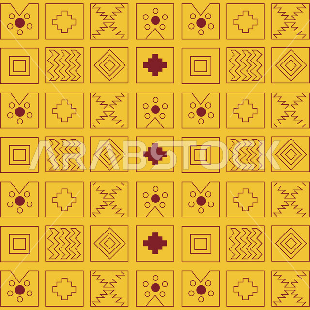 Saudi design for authentic colorful Arabic engravings, traditional craft art, popular heritage of Sadu decoration with geometric shapes, traditional crafts and handicrafts in the Kingdom of Saudi Arabia