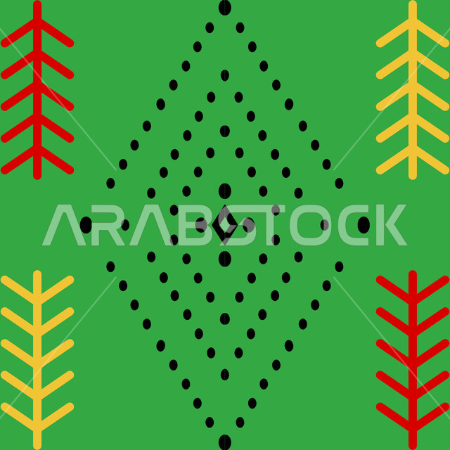 تصميم سعودي للنقوش العربيه الاصيله الملونة، فن حرفي تراثي، التراث الشعبي لزخرفة السدو بأشكال هندسية، الحرف والمهن اليدوية التقليدية في المملكة العربيه السعودية