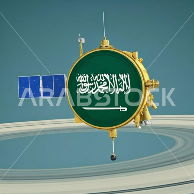 Promoting the concept of digital development and technological progress, using modern technologies, a space probe with the flag of the Kingdom of Saudi Arabia, interest in the space sector and astronomy, Saudi Vision 2030