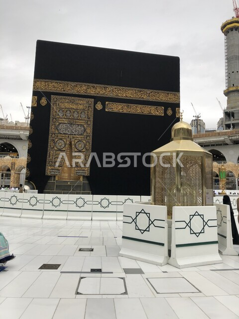 Destination of Muslims from all over the world, performing Hajj and Umrah rituals, holy Islamic religious places and landmarks in the Kingdom of Saudi Arabia, worship and drawing closer to God Almighty, the Holy Kaaba in the Grand Mosque in Mecca