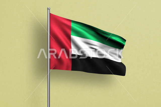 الاحتفال بالأعياد والمناسبات الوطنية, أعلام دول الخليج, مفهوم الفخر والاعتزاز بالهوية الإماراتية, علم الإمارات العربية المتحدة يرفرف, ذكرى اليوم الوطني الإماراتي 2 ديسمبر, يوم العلم 3 نوفمبر, خلفية صفراء