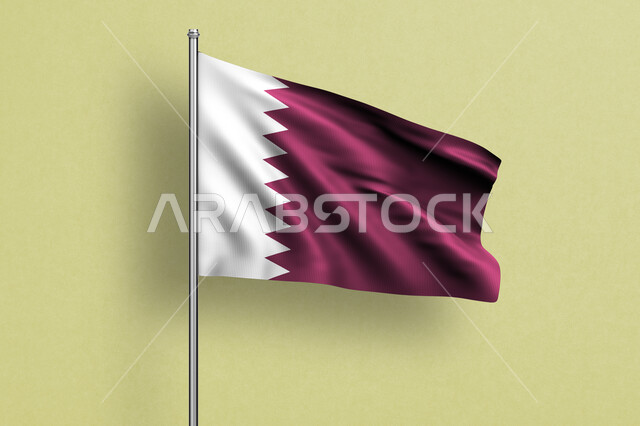 أعلام دول الخليج, مفهوم الفخر والاعتزاز بالهوية القطرية, علم دولة قطر يرفرف, ذكرى اليوم الوطني القطري 18 ديسمبر, الاحتفال بالأعياد والمناسبات الوطنية, خلفية صفراء