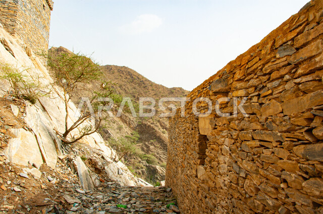 فن العمارة العربية القديمة العريقة، التضاريس الصخرية والقمم والمرتفعات الجبلية، المباني والبيوت الحجرية التراثية، قرية ذي عين الأثرية في مدينة الباحة جنوب المملكة العربية السعودية، المعالم السياحية التاريخية المشهورة، أماكن طبيعية لجذب واستقطاب السياح