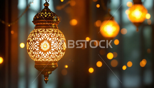Ramadan Decorations & Accessories, Spiritual Ramadan Atmosphere in Saudi Arabia, Decorative Hanging Metal Lanterns Set, Traditional Arabic Lamp, Islamic Religious Celebration, Joy of the Coming of the Blessed Ramadan