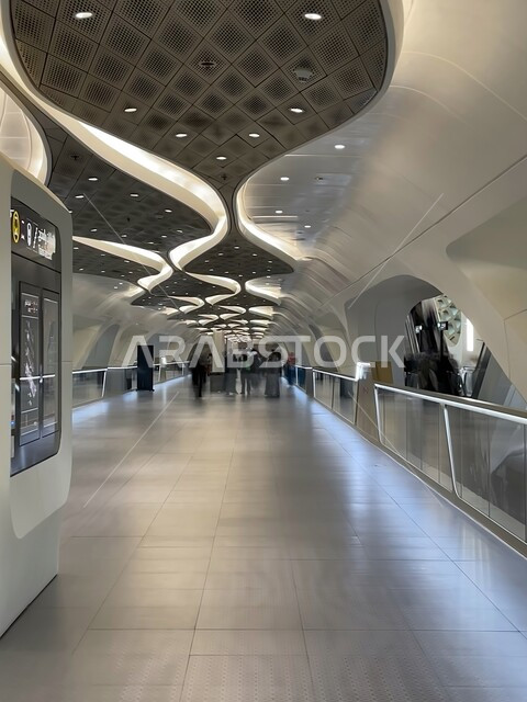 Metro and high-speed train stations, urban development and progress and improvement of infrastructure, urban growth and development in construction in the Kingdom of Saudi Arabia, Riyadh Metro Station in the capital, interest in public services and means of transportation