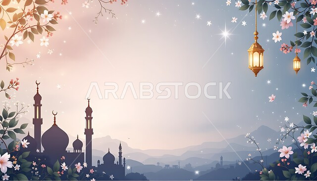 زينة الاعياد والمناسبات الدينية, الاستعداد لقدوم شهر الخير، اكسسوارات و تحف شهر رمضان المبارك, مجسمات ثلاثية الابعاد لفوانيس مزخرفة، قالب تصميم اسلامي، بطاقة معايدة وتهنئة 