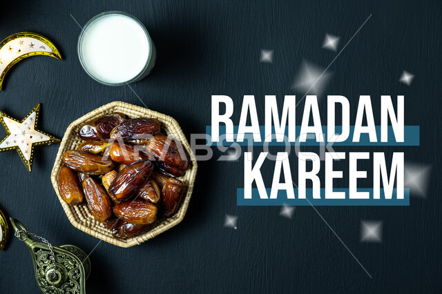 قالب تصميم رمضاني, التهنئة بقدوم الشهر الفضيل، كتابة رمضان كريم, مخطوطة عربية اسلامية, زينة المناسبات الدينية