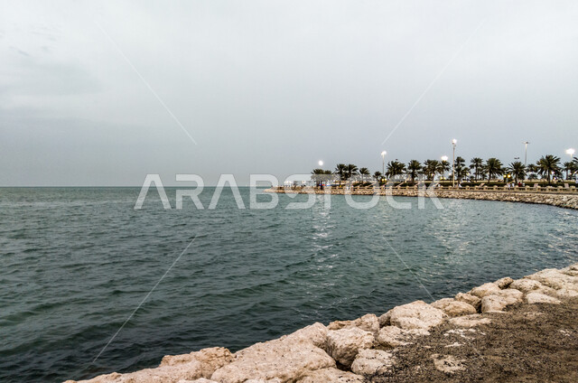 Al Khobar Corniche in Dammam, attracts tourists from all over the world, a famous coastal tourist place in the Kingdom of Saudi Arabia, an area to enjoy a fun family trip