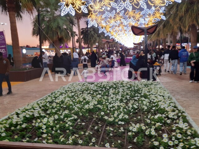 استقطاب وجذب الزوار للوجهه العائلية البيئية الثقافية والترفيهية، الديكور والتصميم المتميز في حديقة مدينة ينبع الصناعية، معرض ومهرجان طبيعي سياحي في المملكة العربية السعودية، حقول الورود الملونة في مهرجان الزهور والحدائق، الحفاظ على البيئة والتنمية المستدامة