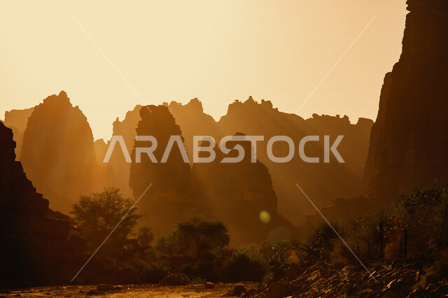 An aesthetic picture of the views of the charming canyons of the Al-Disah mountains and valley in the Tabuk region, the rock formations in the city, the splendor and beauty of the scenic nature in the Kingdom of Saudi Arabia